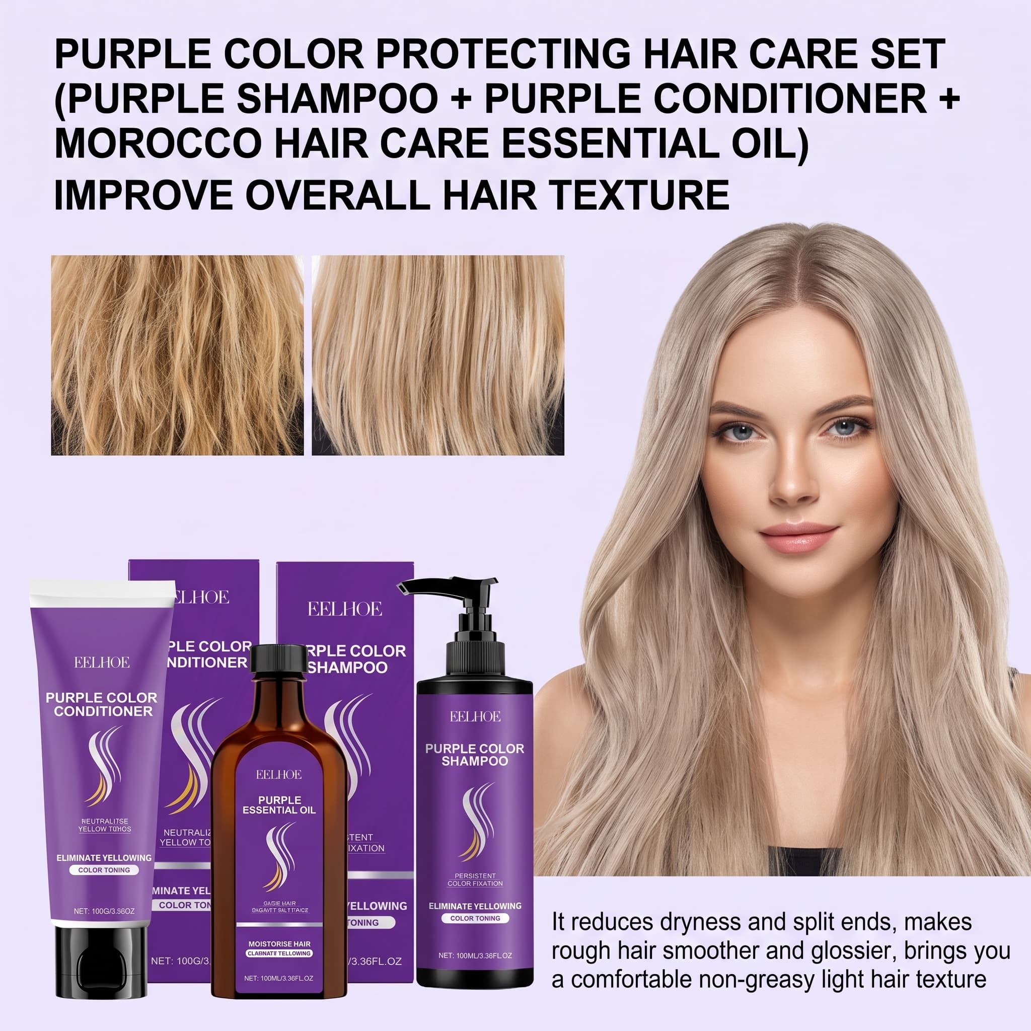 Purple Shampoo Set With Condit - Hair Care Products ulasan dan harga
