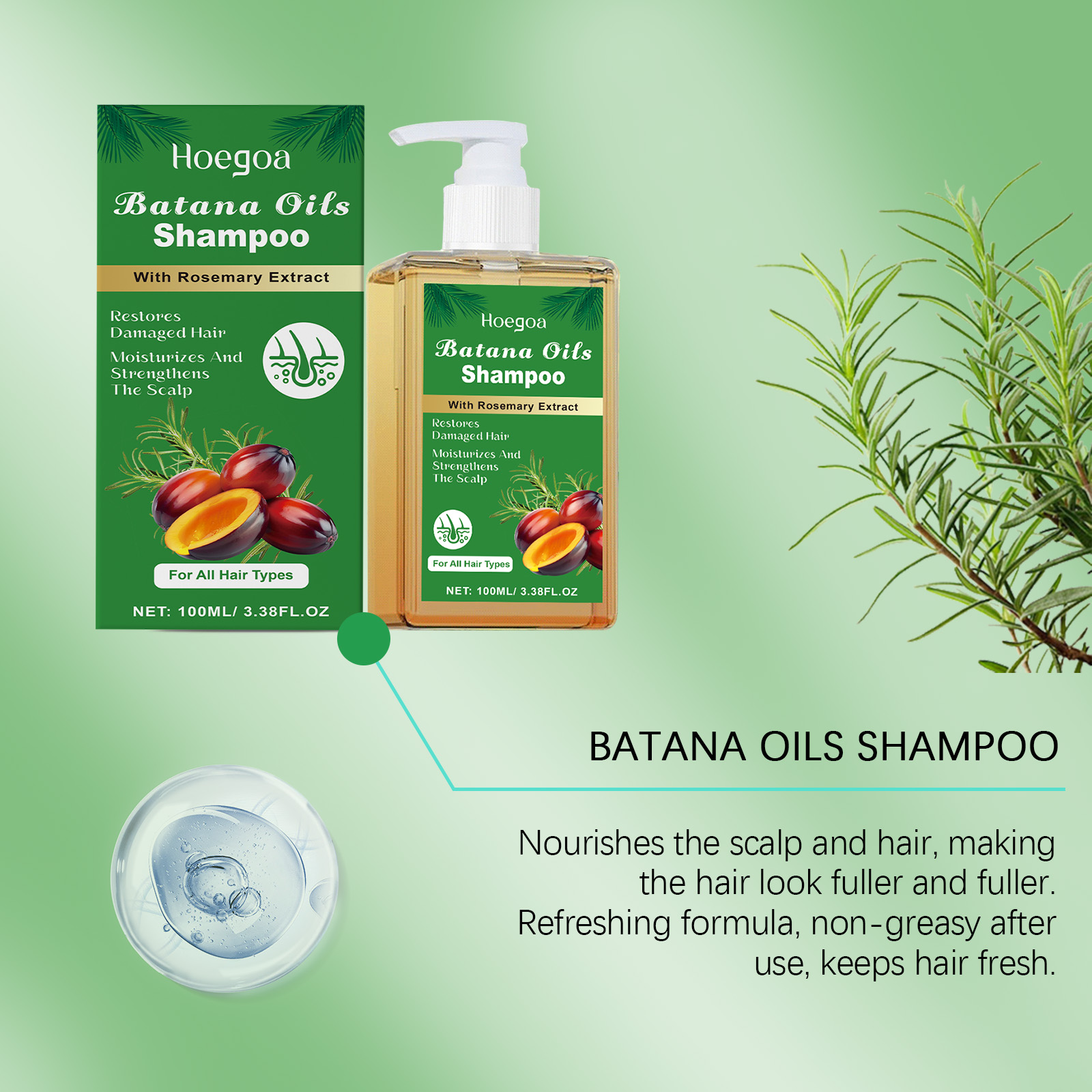 100/300ml Batana Oil & Rosemar - Hair Care Dandruff ulasan dan harga